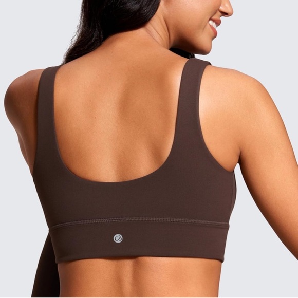 CRZ Yoga Butterluxe U Back Sports Bra Longline Crop Workout Pilates Fudge Brown - Picture 2 of 11